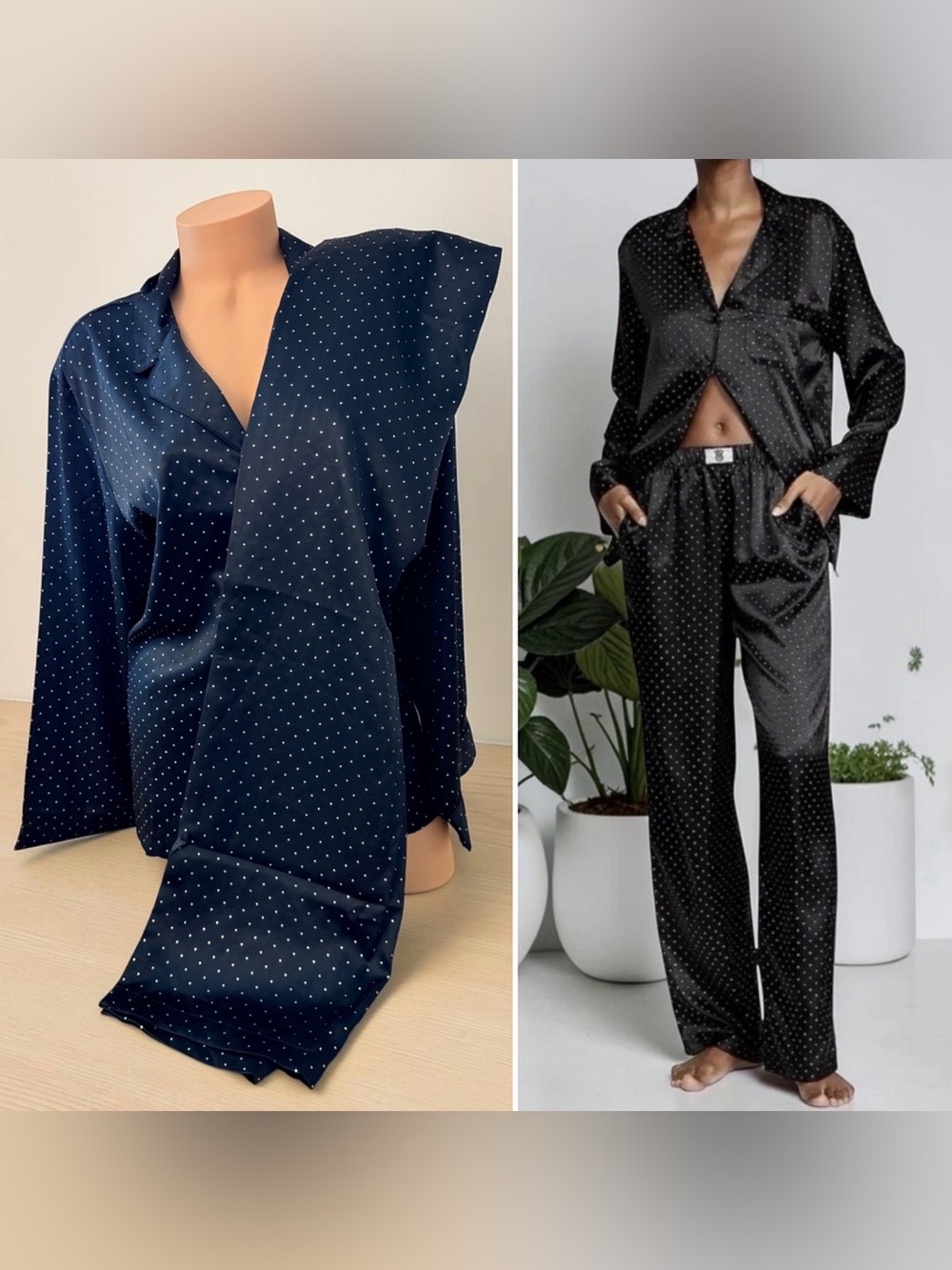 Victoria's Secret Luxurious Pajama Satin Glazed Satin Dew Drop Black 2XL